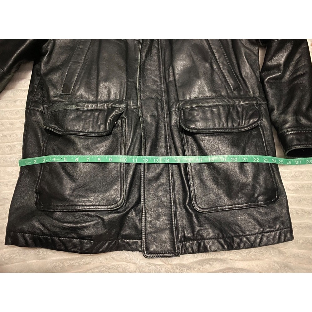 Wilson's Leather Men's Black Leather Coat Large Thinsulate Zip Out Liner Winter - Picture 13 of 15